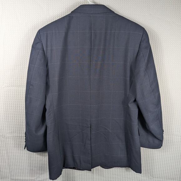 Evan Picone 40S Wool Suit Navy Windowpane Two Piece Made in USA Vintage 80s - Picture 3 of 8